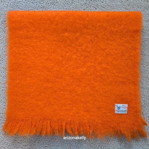 Vintage Hand Acraft Mohair & Wool Scarf Vibrant Orange - Picture 10 of 10